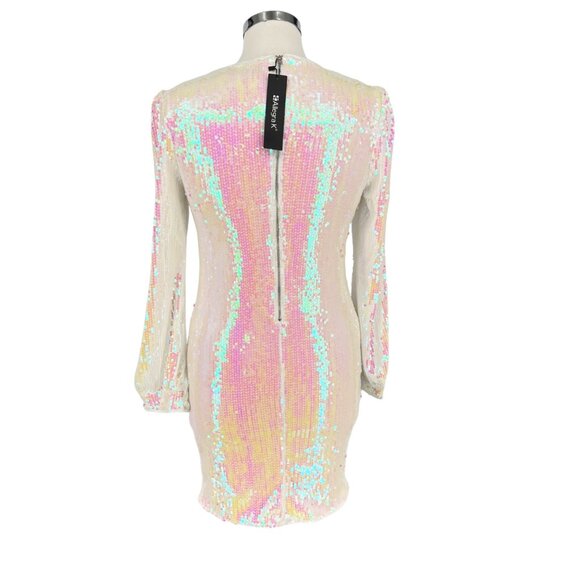 Allegra K Iridescent Sequin Long Sleeve Mini Dress White Size Medium NWT - Picture 10 of 15